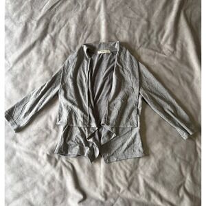 Romy Womens Gray Wavy Textured Open Front Draped Waterfall Cardigan Size M